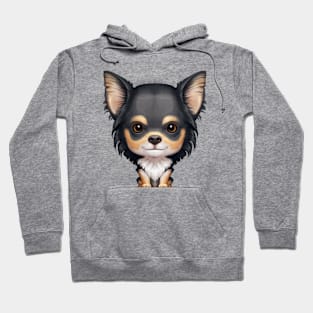 Tricolor Long Coat Chihuahua Hoodie